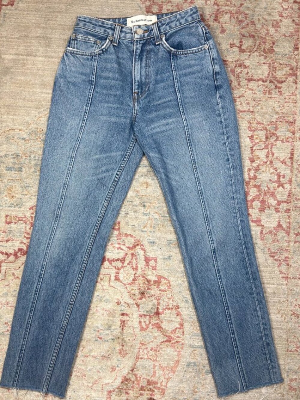 Reformation High Rise Seamed Raw Hem Jeans – Size 24